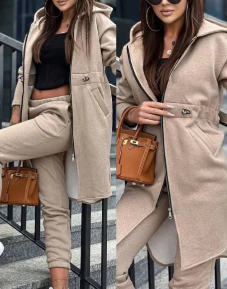 Women's Fleece Hooded Sweater Set