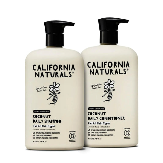 California Naturals Shampoo and Conditioner Scalp & Hair Care Bundle for Women and Men Natural Vegan Cruelty Silicone Paraben and Sulfate Free Shampoo + Conditioner All Hair Types 16.5 fl oz