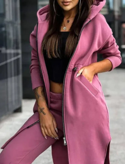 Women's Fleece Hooded Sweater Set