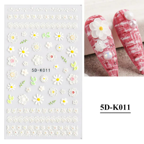 3D Hollow White Bridal Lace Butterfly Nail Stickers
