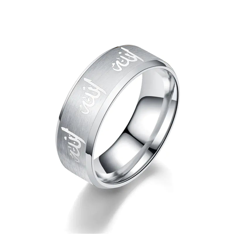 Simple Titanium Steel Couple Ring with Letters