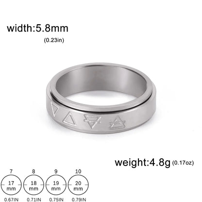Rotatable Triangle Pattern Stainless Steel Ring