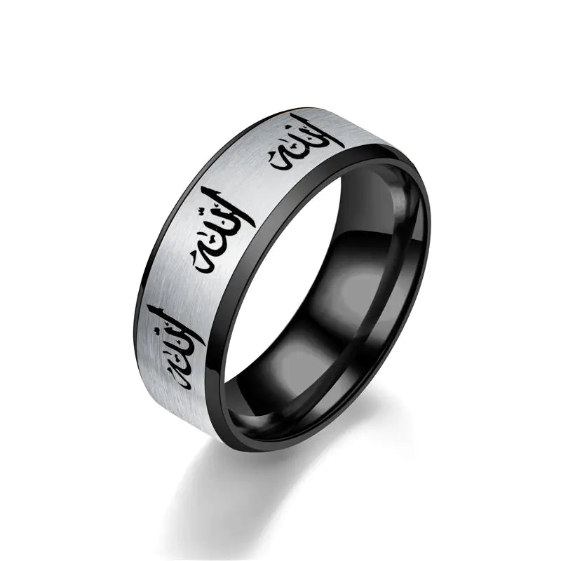 Simple Titanium Steel Couple Ring with Letters