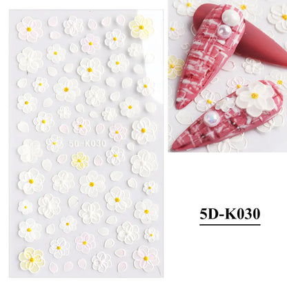 3D Hollow White Bridal Lace Butterfly Nail Stickers